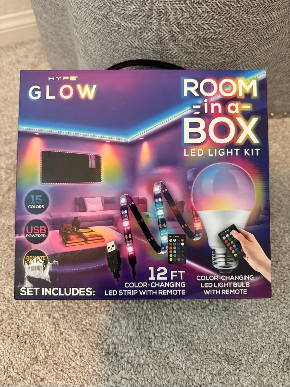 Hype Glow Room-in-a-Box LED Light Kit - Purple, Blue, Pink